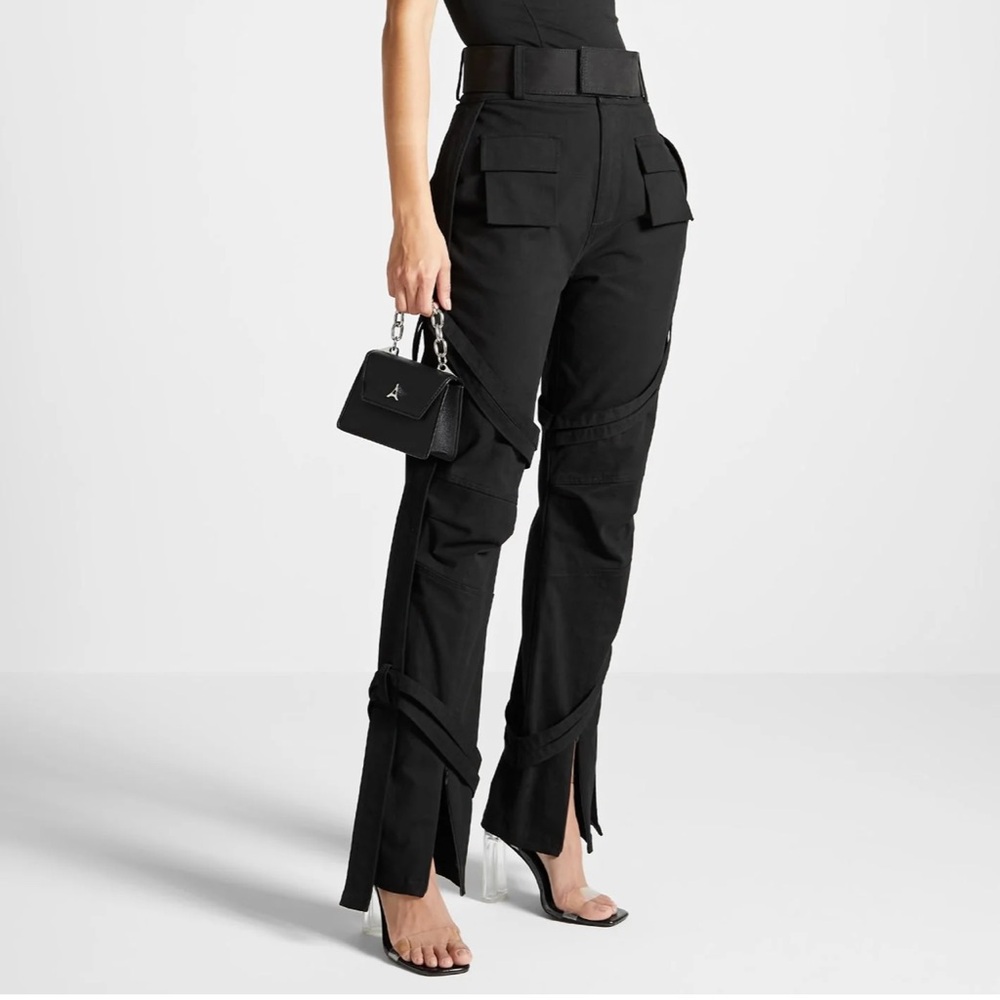 maniere de voire black cargo trouser